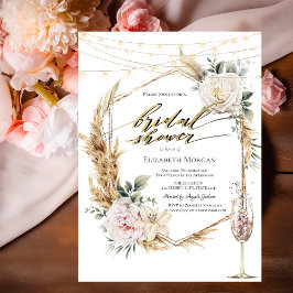 Chic Boho Flowers Roos Goud Vrijgezellenfeest Kaart