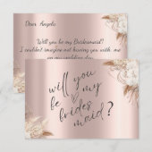 Chic Boho Flowers Roos Gouden Bruidsmeisje Kaart (Voorkant / Achterkant)