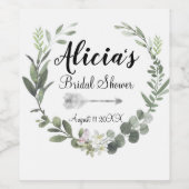 Chic Boho Foliage Vrijgezellenfeest Waterverf Wijn Etiket (Enkel label)