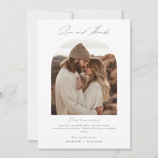 Chic Boho foto bruiloft dank je kaart (Voorkant)