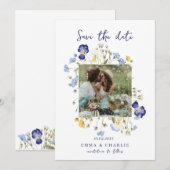 Chic boho Foto wilde bloemen bruiloft Save The Dat Date (Voorkant / Achterkant)