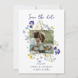Chic boho Foto wilde bloemen bruiloft Save The Dat Save The Date