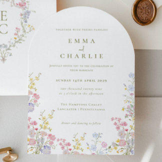 Chic Boho Garden Wildflowers Spring Summer Wedding Kaart