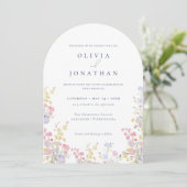Chic Boho Garden Wildflowers Spring Summer Wedding Kaart (Staand voorkant)