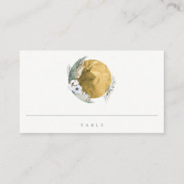 Chic Boho Gold Saga Green Floral Wreath Wedding Plaatskaartje