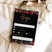 Chic boho heldere wilde bloemen bruiloft rsvp kaart