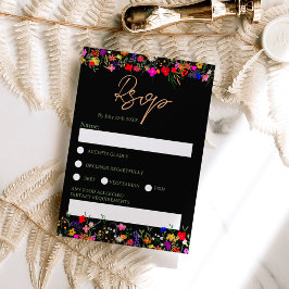 Chic boho heldere wilde bloemen bruiloft rsvp kaart