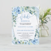 Chic Boho IJsblauwe bloemen eucalyptus gelofte ver Kaart (Staand voorkant)