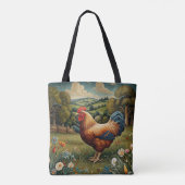 chic boho kippenweidelandschap tote bag (Achterkant)