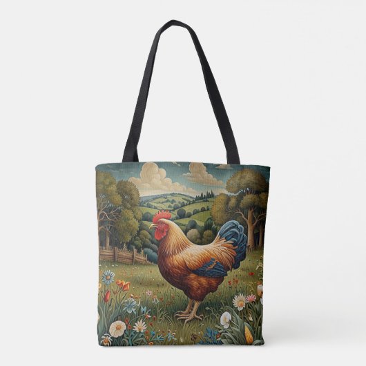  chic boho kippenweidelandschap tote bag (Achterkant)