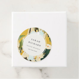 Chic Boho Kleurrijke Gele Oker Geschilderde Bloeme Bedankjes Labels