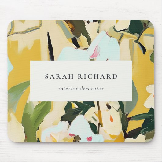 Chic Boho Kleurrijke Gele Oker Geschilderde Bloeme Muismat (Voorkant)