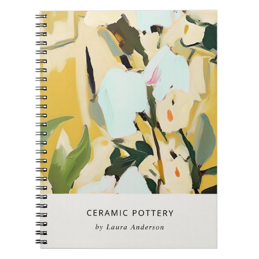 Chic Boho Kleurrijke Gele Oker Geschilderde Bloeme Notitieboek (Voorkant)