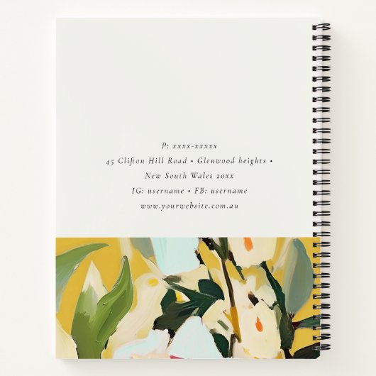 Chic Boho Kleurrijke Gele Oker Geschilderde Bloeme Notitieboek (Achterkant)