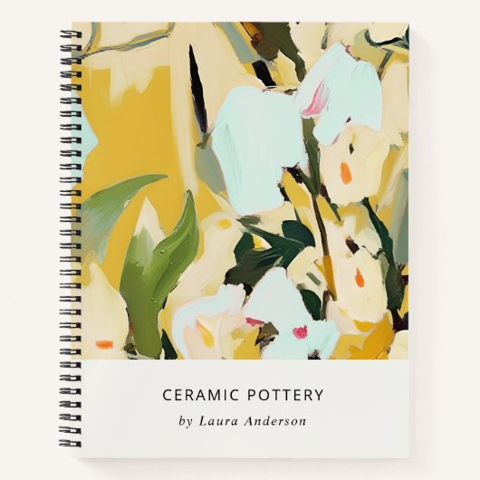 Chic Boho Kleurrijke Gele Oker Geschilderde Bloeme Notitieboek (Voorkant)