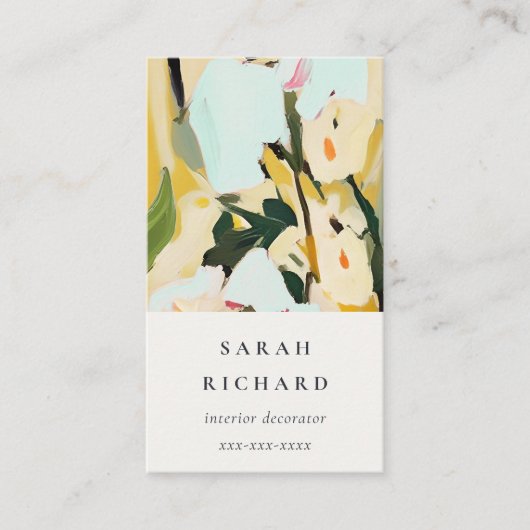 Chic Boho Kleurrijke Gele Oker Geschilderde Bloeme Visitekaartje (Voorkant)