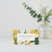 Chic Boho Kleurrijke Gele Oker Geschilderde Bloeme Visitekaartje (Staand voorkant)