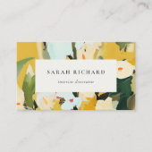 Chic Boho Kleurrijke Gele Oker Geschilderde Bloeme Visitekaartje (Voorkant)