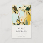 Chic Boho Kleurrijke Gele Oker Geschilderde Bloeme Visitekaartje (Voorkant)