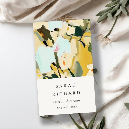 Chic Boho Kleurrijke Gele Oker Geschilderde Bloeme Visitekaartje