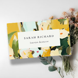 Chic Boho Kleurrijke Gele Oker Geschilderde Bloeme Visitekaartje