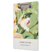 Chic Boho Kleurrijke Groen Roze Geschilderde Bloem Klembord (Links)