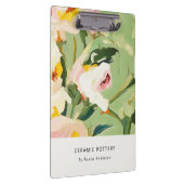 Chic Boho Kleurrijke Groen Roze Geschilderde Bloem Klembord (Rechts)