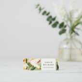 Chic Boho Kleurrijke Groen Roze Geschilderde Bloem Mini Visitekaartje (Staand voorkant)