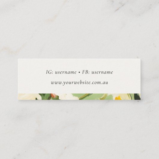 Chic Boho Kleurrijke Groen Roze Geschilderde Bloem Mini Visitekaartje (Achterkant)