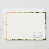 Chic Boho Kleurrijke Groen Roze Geschilderde Bloem Notitiekaartje (Voorkant)