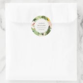 Chic Boho Kleurrijke Groen Roze Geschilderde Bloem Ronde Sticker (Tas)