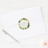 Chic Boho Kleurrijke Groen Roze Geschilderde Bloem Ronde Sticker (Envelop)