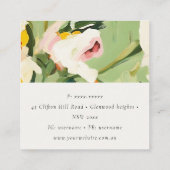 Chic Boho Kleurrijke Groen Roze Geschilderde Bloem Vierkante Visitekaartje (Achterkant)