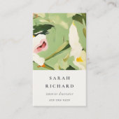 Chic Boho Kleurrijke Groen Roze Geschilderde Bloem Visitekaartje (Voorkant)