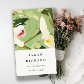 Chic Boho Kleurrijke Groen Roze Geschilderde Bloem Visitekaartje