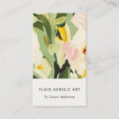 Chic Boho Kleurrijke Groen Roze Geschilderde Bloem Visitekaartje (Voorkant)