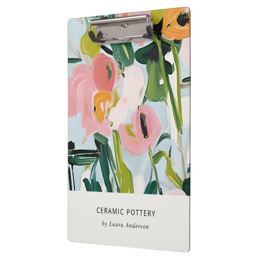 Chic Boho Kleurrijke Roze Blauw Groen Geschilderde Klembord (Links)