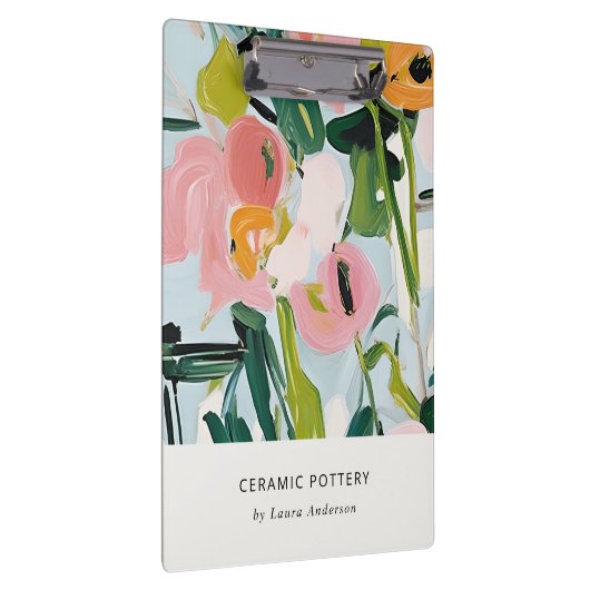 Chic Boho Kleurrijke Roze Blauw Groen Geschilderde Klembord (Rechts)