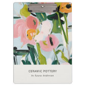 Chic Boho Kleurrijke Roze Blauw Groen Geschilderde Klembord (Voorkant)