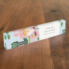 Chic Boho Kleurrijke Roze Blauw Groen Geschilderde Naambordje