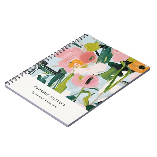 Chic Boho Kleurrijke Roze Blauw Groen Geschilderde Notitieboek (Linkerzijde)