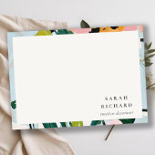 Chic Boho Kleurrijke Roze Blauw Groen Geschilderde Notitiekaartje