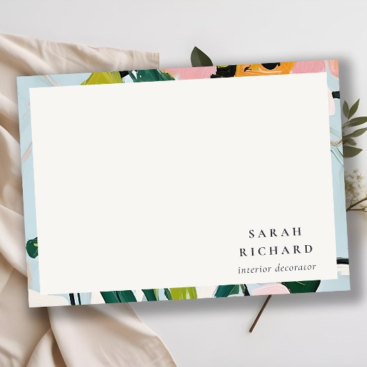 Chic Boho Kleurrijke Roze Blauw Groen Geschilderde Notitiekaartje