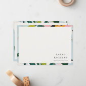 Chic Boho Kleurrijke Roze Blauw Groen Geschilderde Notitiekaartje (Voorkant / Achterkant in situ)