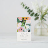 Chic Boho Kleurrijke Roze Blauw Groen Geschilderde Visitekaartje (Staand voorkant)