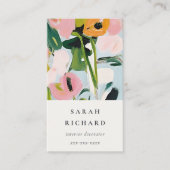 Chic Boho Kleurrijke Roze Blauw Groen Geschilderde Visitekaartje (Voorkant)