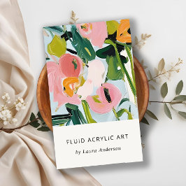 Chic Boho Kleurrijke Roze Blauw Groen Geschilderde Visitekaartje