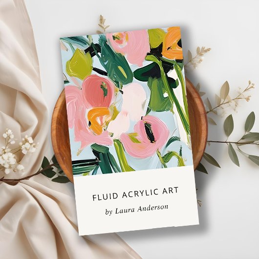 Chic Boho Kleurrijke Roze Blauw Groen Geschilderde Visitekaartje