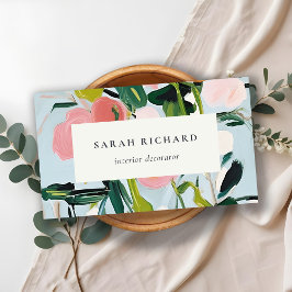 Chic Boho Kleurrijke Roze Blauw Groen Geschilderde Visitekaartje