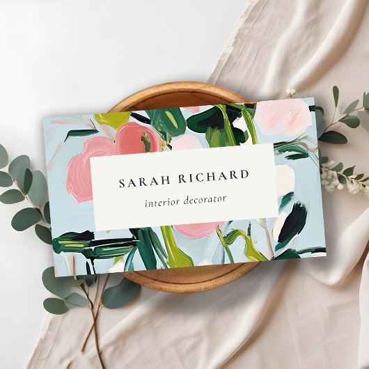 Chic Boho Kleurrijke Roze Blauw Groen Geschilderde Visitekaartje